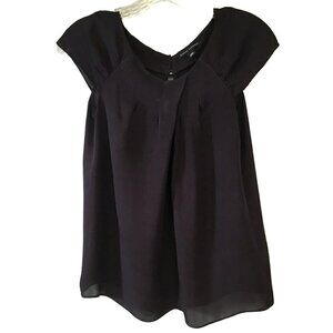 Banana Republic Silk Blouse Cap Sleeve Navy Blue Women's Size XS Career Event